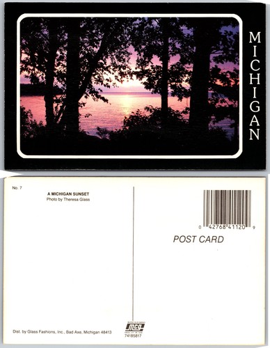 Michigan sunset postcard - michigan,