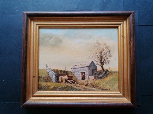 Vintage oil painting - painting,, cart