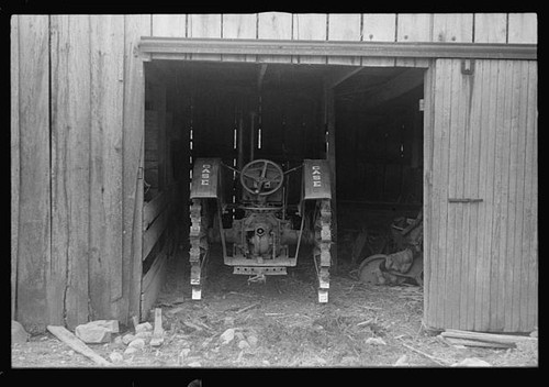 Old barn used for - , tractor