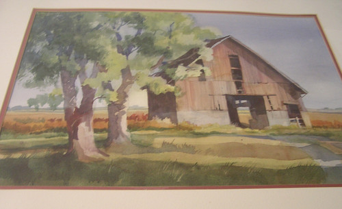 Barn corn crib water color - barn,