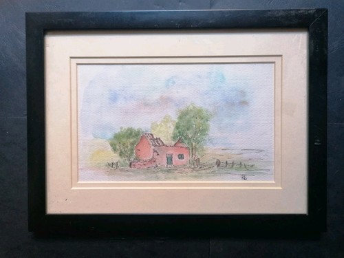 Vintage watercolour landscape - watercolour,