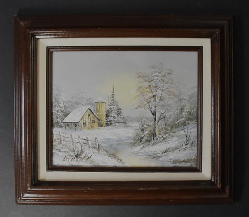 Vtg oil painting winter - oil,