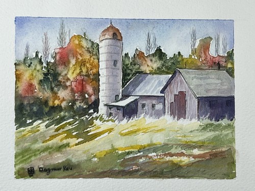 Watercolor painting autumn - watercolor,